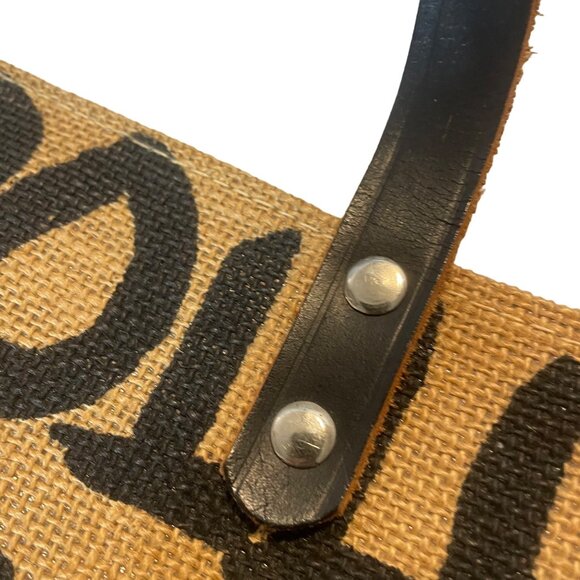 Eco-Friendly Jute Tote Bag With Leather Handles Brown environmental theme Small - Picture 4 of 8